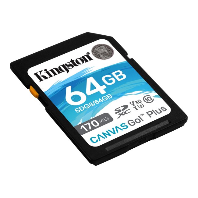 (image for) Kingston Canvas Go! Plus - flash memory card - 64 GB - SDXC UHS-I - Click Image to Close