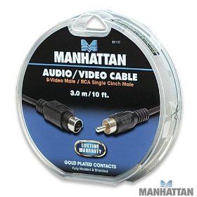 (image for) Manhattan, 10 ft. S-Video Male to RCA Male Cable - Click Image to Close